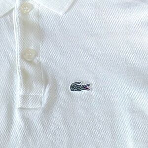 Boys Lacoste White Classic Pique Polo Size 8. Good condition.